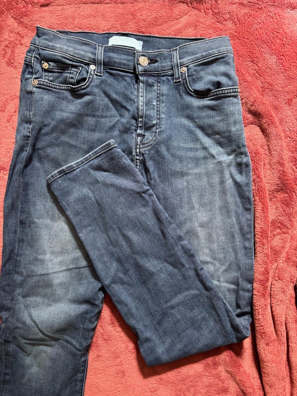 7 For All Mankind Dark Blue Slim Straight Jeans